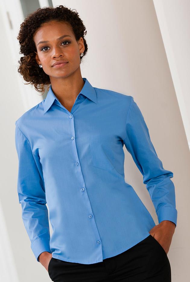 Chemise femme popeline pur coton manches longues - Russell