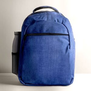 EgotierPro 38010 - Sac à dos style denim polyester, compartiment ordinateur, prise casque, poche extérieure BITONE